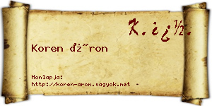 Koren Áron névjegykártya